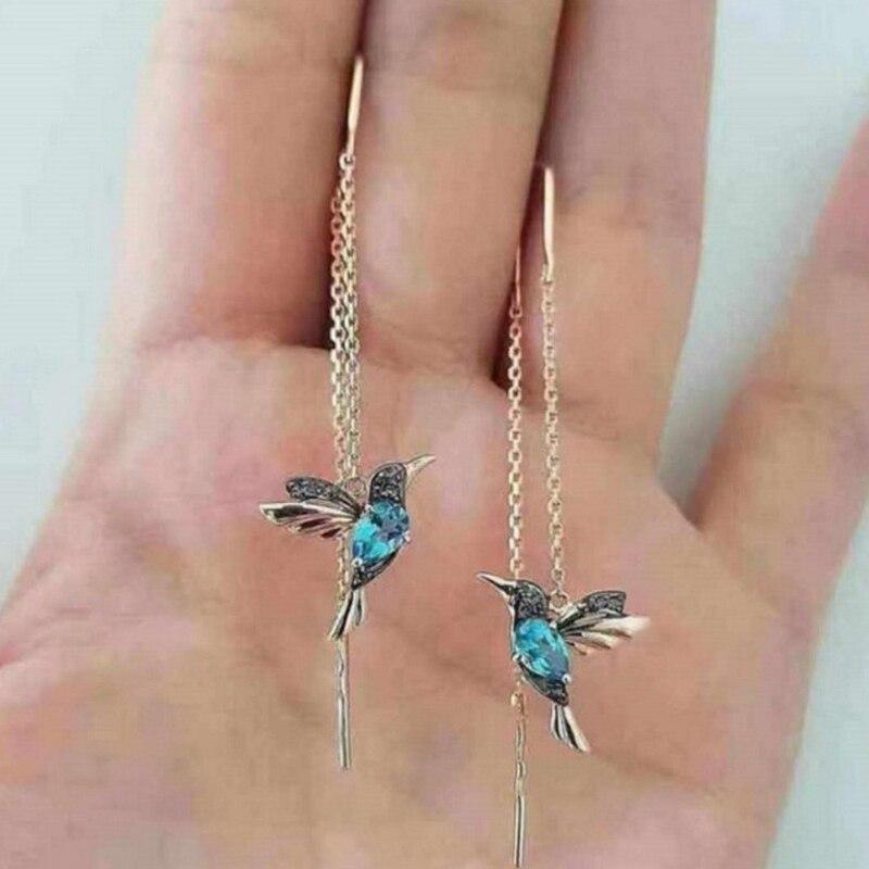 Ember - Delicate Hummingbird Enamel Zirconia Earrings