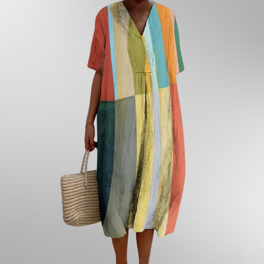 Sophia – Striped Long Dress Designer