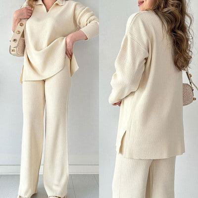 Grace - Splice Loose V Neck Two Piece Set