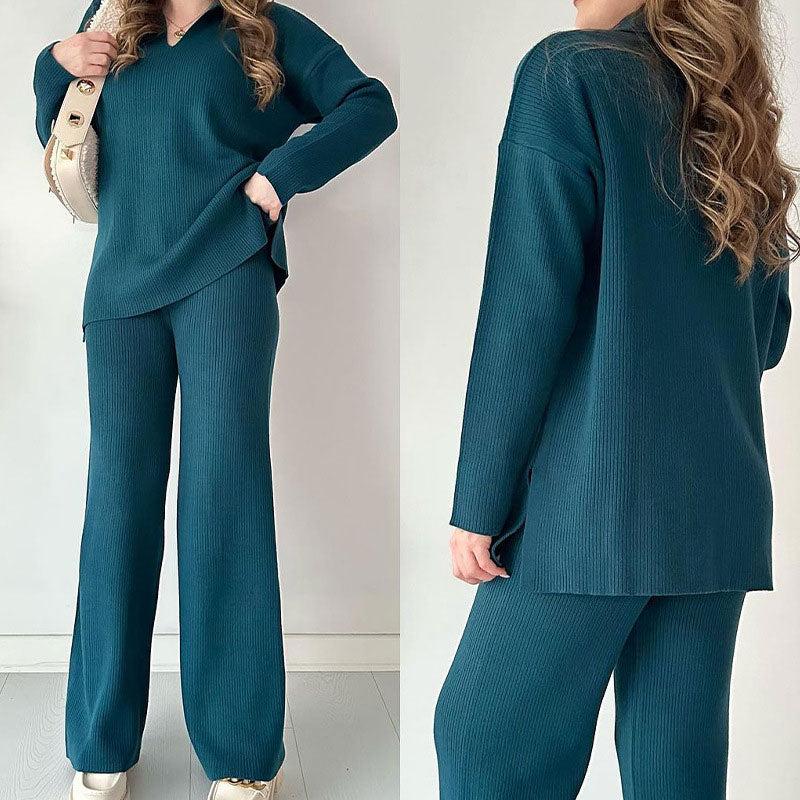 Grace - Splice Loose V Neck Two Piece Set
