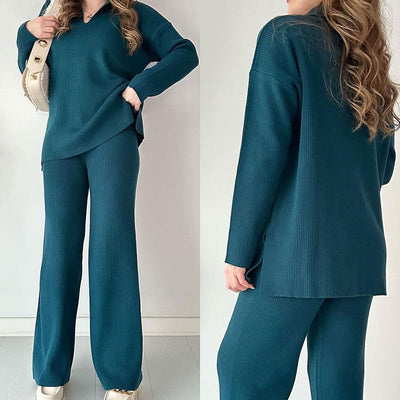 Grace - Splice Loose V Neck Two Piece Set