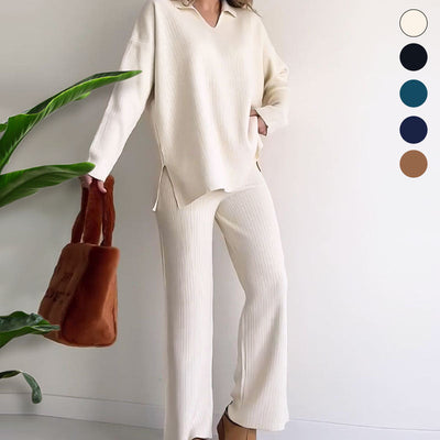 Grace - Splice Loose V Neck Two Piece Set