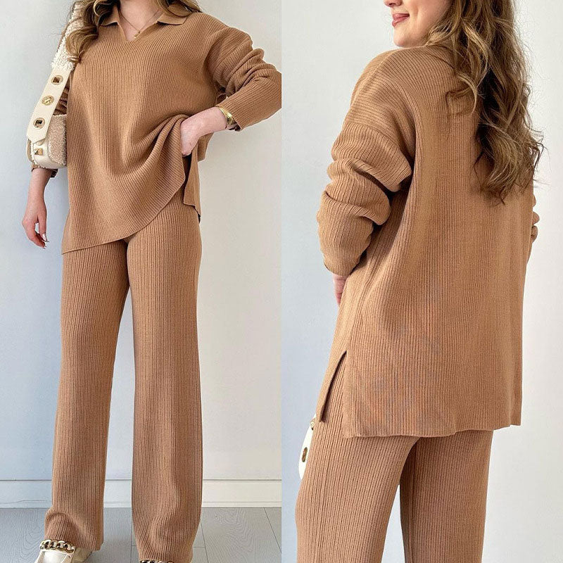 Grace - Splice Loose V Neck Two Piece Set