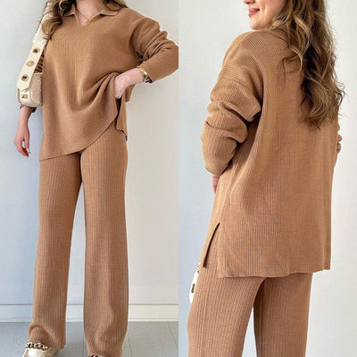 Grace - Splice Loose V Neck Two Piece Set