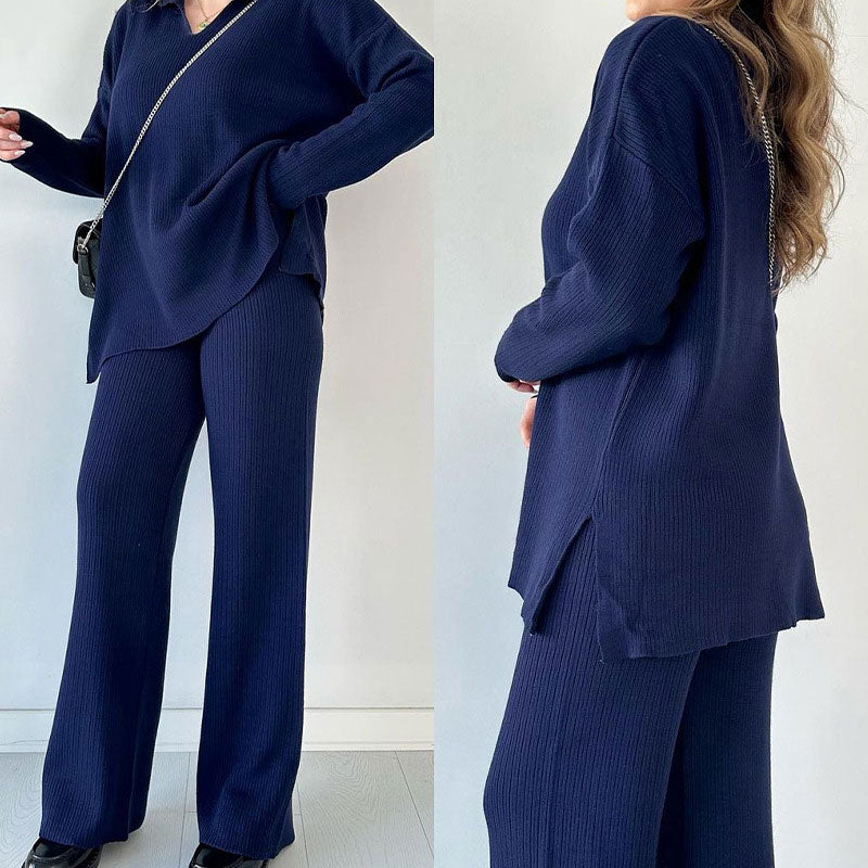 Grace - Splice Loose V Neck Two Piece Set