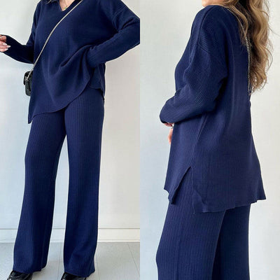 Grace - Splice Loose V Neck Two Piece Set