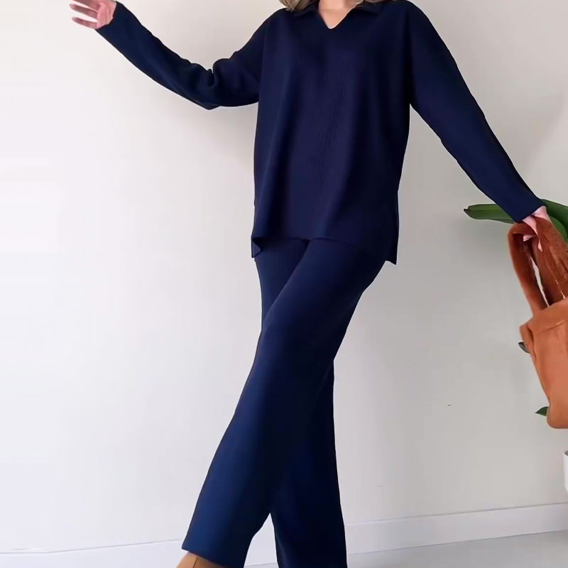 Grace - Splice Loose V Neck Two Piece Set