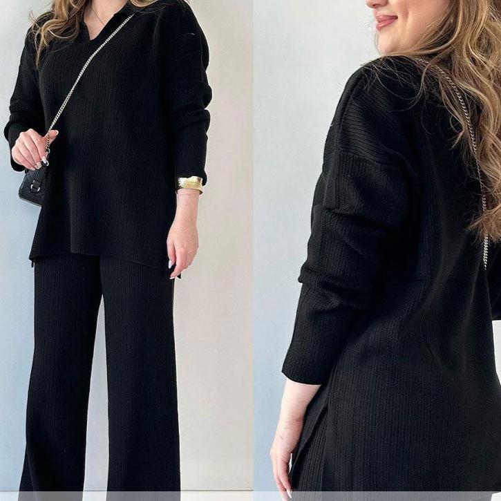 Grace - Splice Loose V Neck Two Piece Set