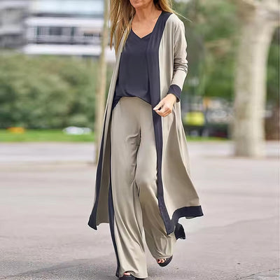 3-Piece Women's Set: Cardigan, Top, and Wide Pants
