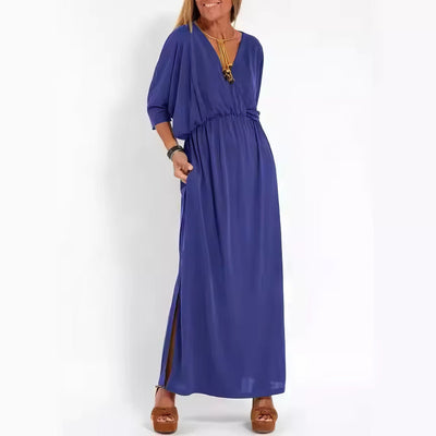 Vintage Long Evening Dress for Women, V-Neck and High Waist