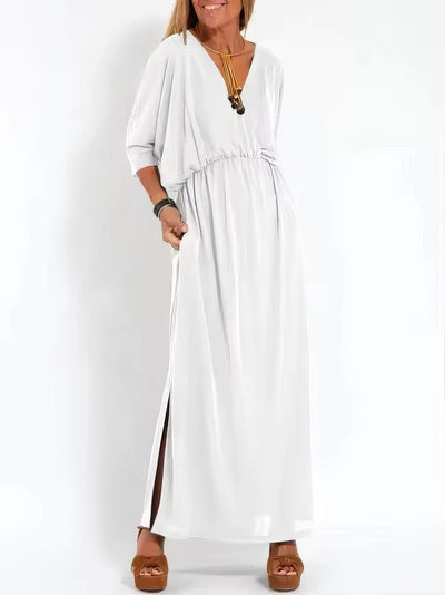 Vintage Long Evening Dress for Women, V-Neck and High Waist