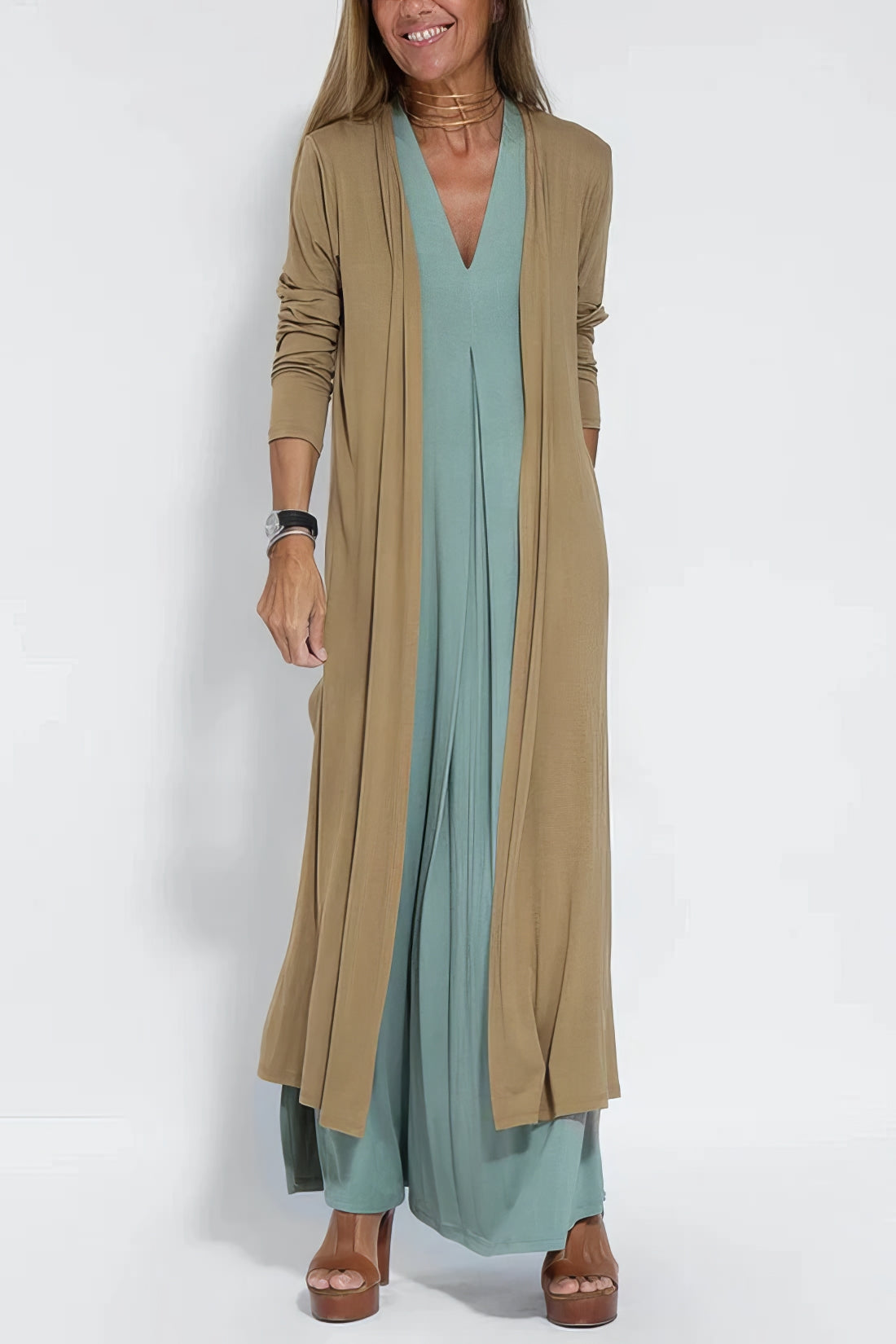 Elegant Long Dress + Matching Cardigan GIFTED