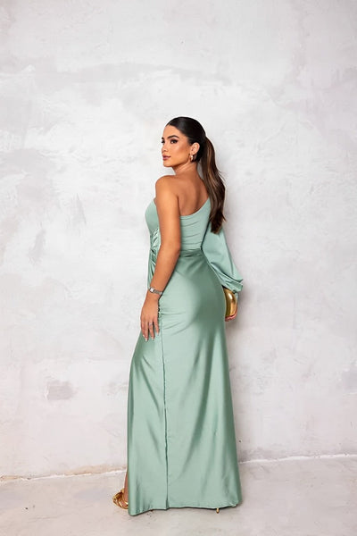 Marielle – Elegant One-Shoulder Satin Dress