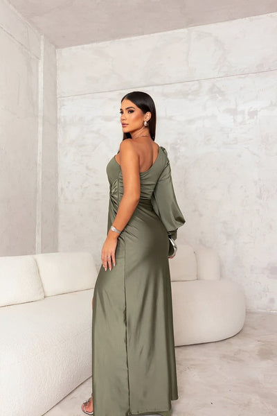 Marielle – Elegant One-Shoulder Satin Dress